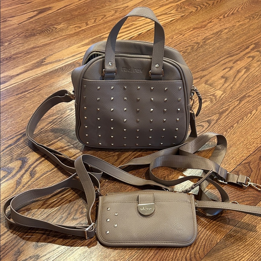 Rad Rev Brown Studded Leather Bag Set